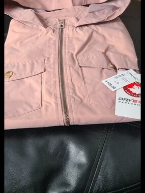 Canada Weathergear Raingear Light Pink Hooded Jacket with Front Pockets Large